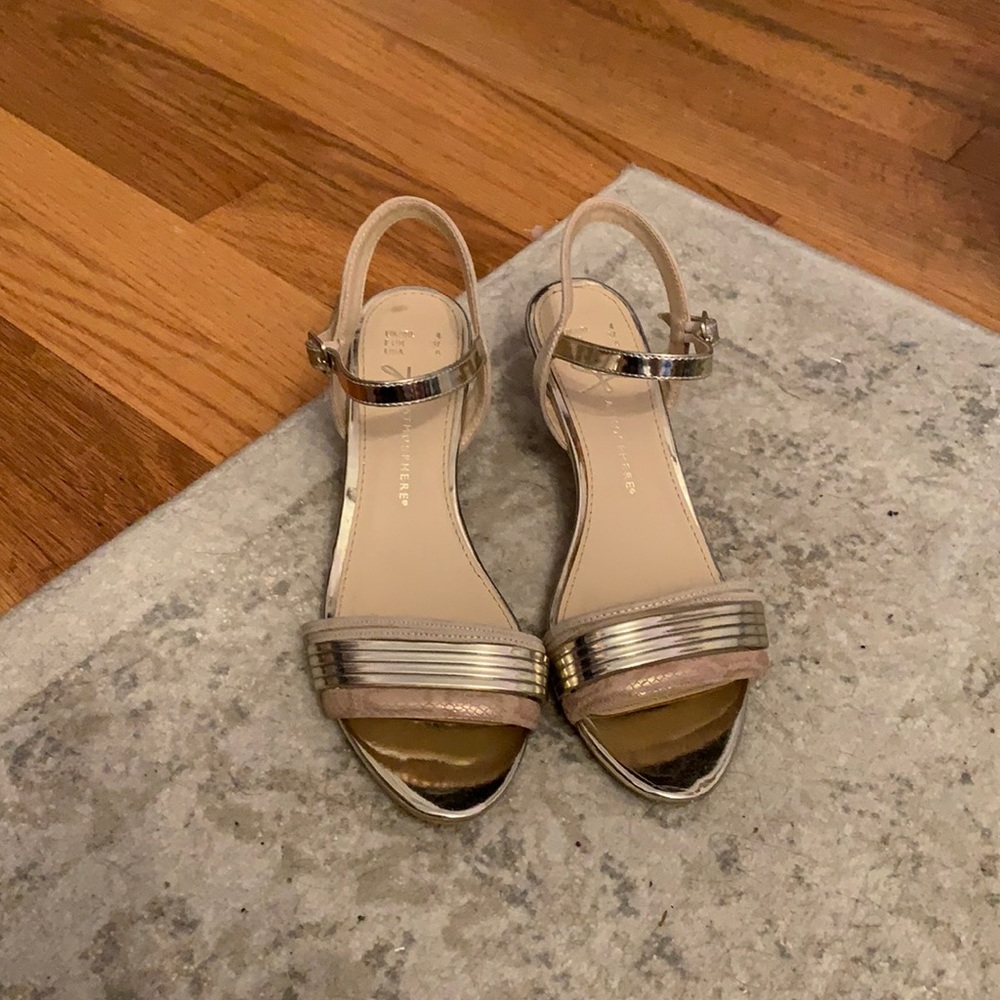 Gold low heel sandals